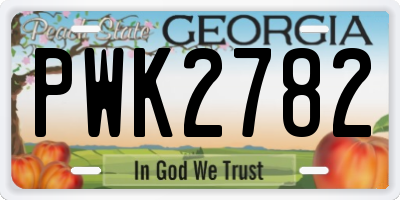 GA license plate PWK2782