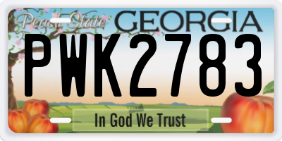 GA license plate PWK2783