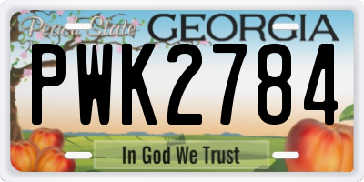 GA license plate PWK2784