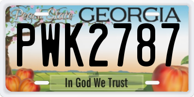 GA license plate PWK2787