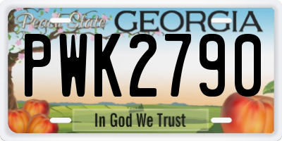 GA license plate PWK2790