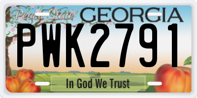 GA license plate PWK2791