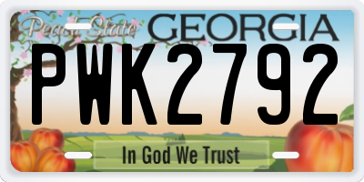 GA license plate PWK2792