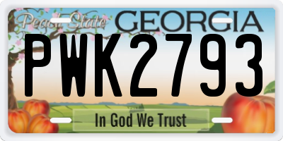 GA license plate PWK2793
