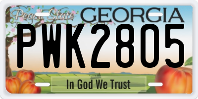 GA license plate PWK2805