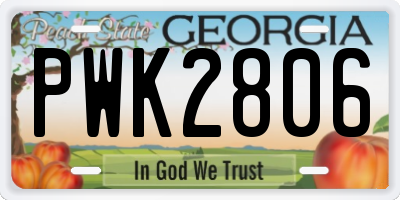 GA license plate PWK2806