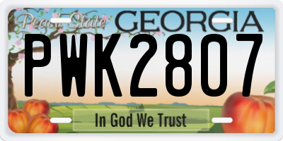 GA license plate PWK2807