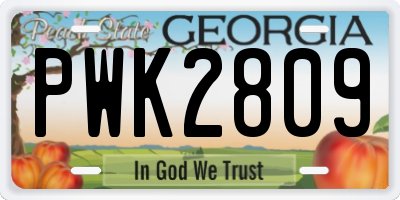GA license plate PWK2809