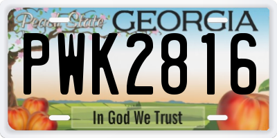 GA license plate PWK2816
