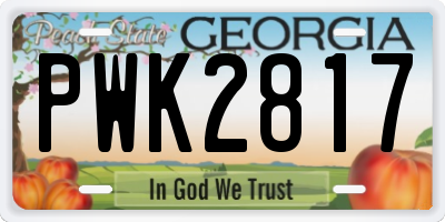 GA license plate PWK2817
