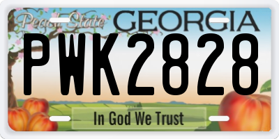 GA license plate PWK2828