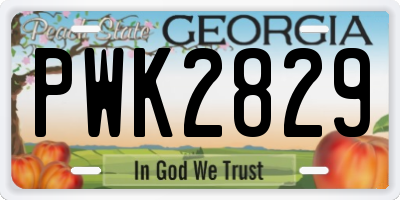 GA license plate PWK2829