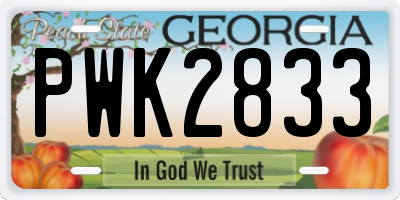 GA license plate PWK2833