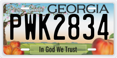 GA license plate PWK2834