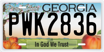 GA license plate PWK2836