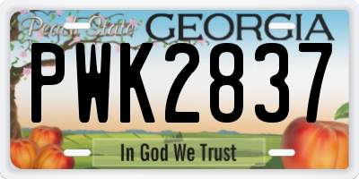 GA license plate PWK2837