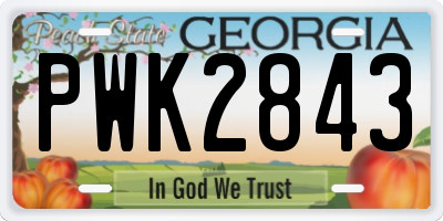 GA license plate PWK2843