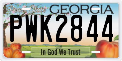 GA license plate PWK2844