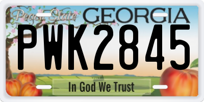 GA license plate PWK2845