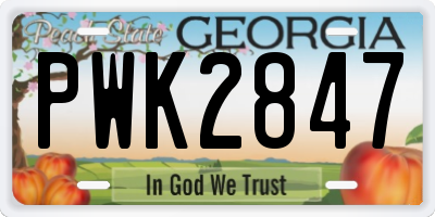 GA license plate PWK2847