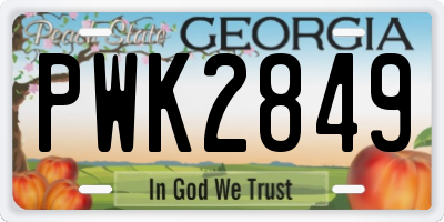 GA license plate PWK2849