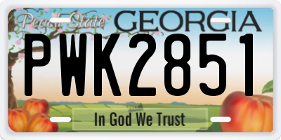 GA license plate PWK2851