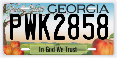 GA license plate PWK2858