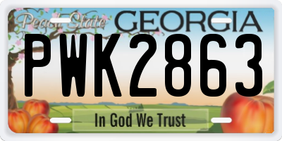 GA license plate PWK2863