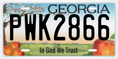 GA license plate PWK2866