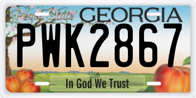 GA license plate PWK2867