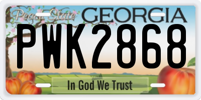 GA license plate PWK2868