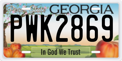 GA license plate PWK2869