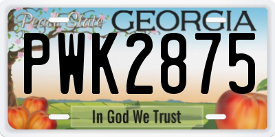 GA license plate PWK2875