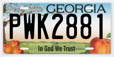GA license plate PWK2881