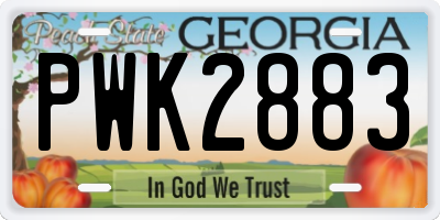 GA license plate PWK2883
