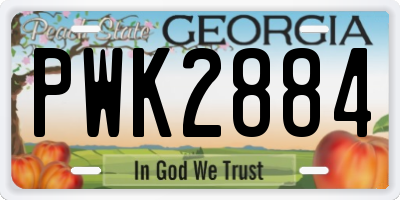 GA license plate PWK2884
