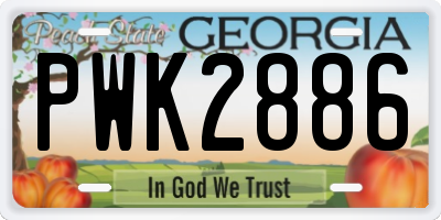 GA license plate PWK2886