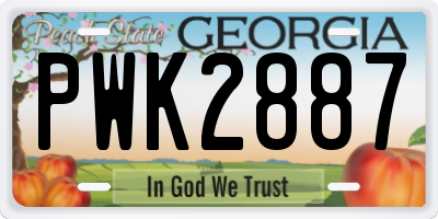 GA license plate PWK2887