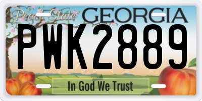 GA license plate PWK2889
