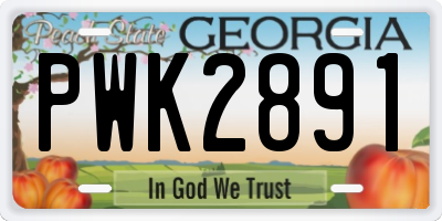 GA license plate PWK2891