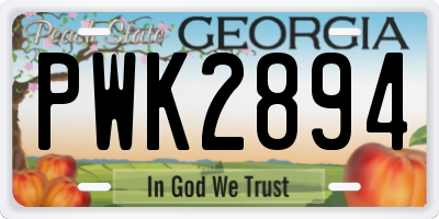 GA license plate PWK2894