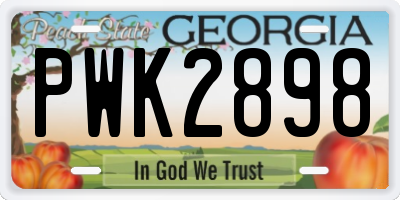 GA license plate PWK2898