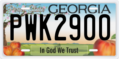 GA license plate PWK2900