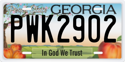 GA license plate PWK2902