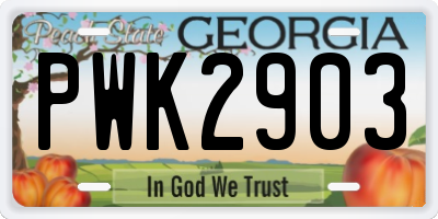GA license plate PWK2903