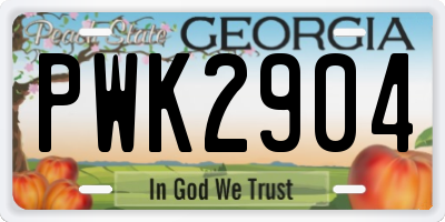 GA license plate PWK2904