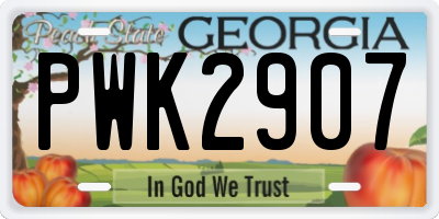 GA license plate PWK2907