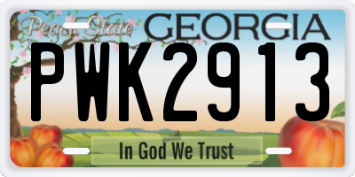 GA license plate PWK2913