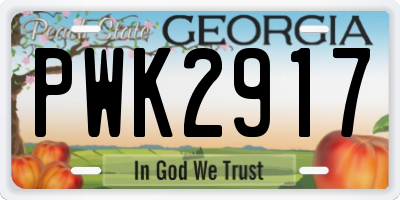 GA license plate PWK2917