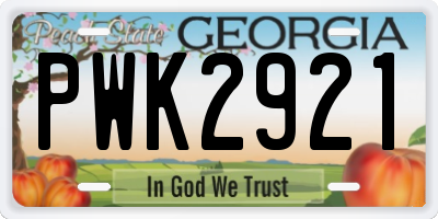 GA license plate PWK2921